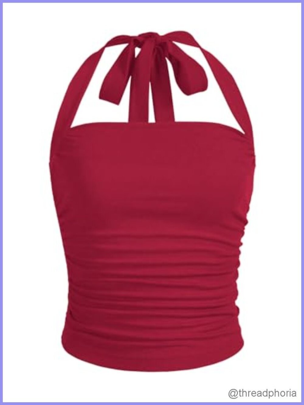 Ruched Halter Crop Tank Top Sleeveless Tie Back Slim Fit Camisole